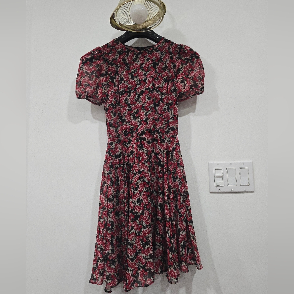 Zara Red and Black Floral Dress